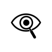 Magnifier with eye outline icon vector