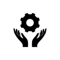 Hands with cog wheel icon vector