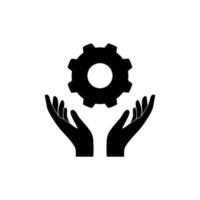 Hands with cog wheel icon vector