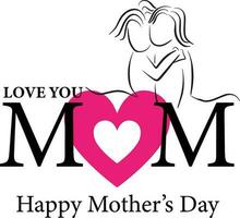 Happy mothers day mom and child illustration vector