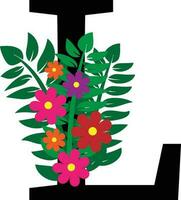 L Floral Alphabet Design vector