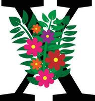 X floral alfabeto diseño vector