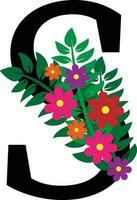 S Floral Alphabet Design vector