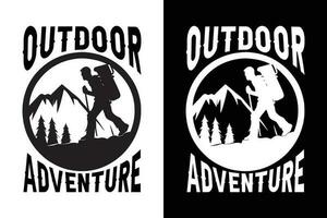 Hiking t-shirt design, Outdoor adventure t-shirt design, Mountain hiking t-shirt design, Adventure-themed t-shirt design vector