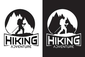 Hiking t-shirt design, Outdoor adventure t-shirt design, Mountain hiking t-shirt design, Adventure-themed t-shirt design vector