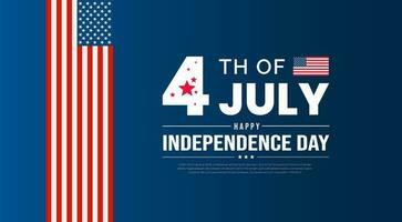 4th of July United States Independence Day celebration promotion advertising background, poster, card or banner template with American flag and typography. Independence day USA festive decoration. vector