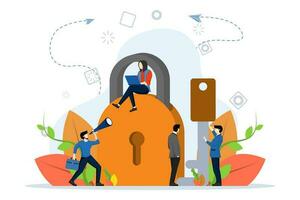 security icon. closed lock with key. Account security from being hacked. save your data. double step verification. data protection concept vector, Flat vector illustration