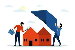 home or building quality inspection, Real Estate and Home Defects. QC, Check housing quality. inspect the structure of the house both inside and outside. flat vector illustration on a white background