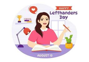 Happy LeftHanders Day Celebration Vector Illustration with Raise Awareness of Pride in Being Left Handed in Flat Cartoon Hand Drawn Templates