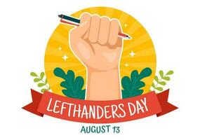 Happy LeftHanders Day Celebration Vector Illustration with Raise Awareness of Pride in Being Left Handed in Flat Cartoon Hand Drawn Templates