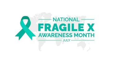 Fragile X FXS Awareness Month background, banner, poster, card design template celebrated in july with green color and unique shape. vector