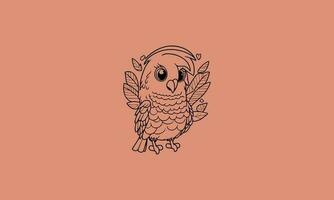 happy cute parrot kawaii colouring book design vector