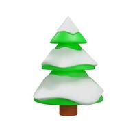 3d render illustration of Christmas trees in snow. Decoration element for winter or summer seasons. Metal realistic plant for park. Vector illustration like decoration symbol in clay, plastic style