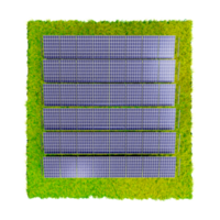 naturlig energi sol- celler. isometrisk topp se av sol- paneler på grön gräs. Bra förnybar energi png