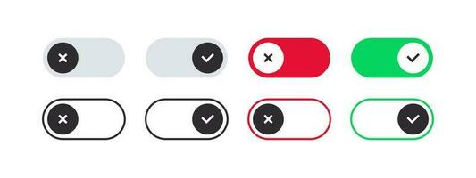 On and Off switch icons. On Off buttons set. Vector scalable graphics