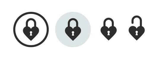 Locks in the form of hearts. Padlocks icons. Security symbol icons. Vector scalable graphics