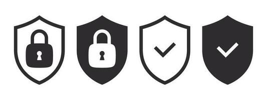 Shield with a lock. Padlocks icons. Security symbol icons. Vector scalable graphics