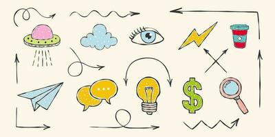 Hand-drawn graphic elements for design. Casual doodles icons and objects. Vector scalable graphics