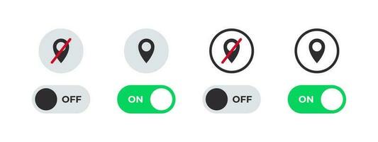 en y apagado cambiar iconos habilitar o inhabilitar geolocalización vector escalable gráficos