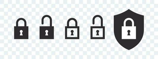 Square security lock icons. Padlocks icons. Security symbol badges. Vector scalable graphics