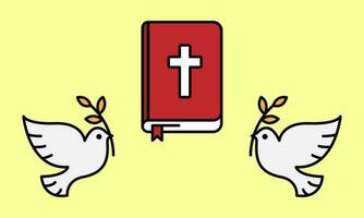 Vector illustration of bible and dove. Represents the word of god and the holy spirit. It is suitable for church logos, design complements, Christian t-shirt screen printing.