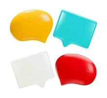 Set of speech bubbles and message icons in different color. 3d vector