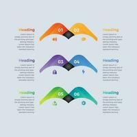 6 business infographics design. vector of templates for modern vector graph, diagram and presentations. Business concept with options, steps, parts or processes infographic  template