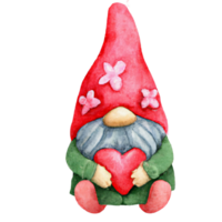 Cute lovely valentine gnome Isolated ai generative png