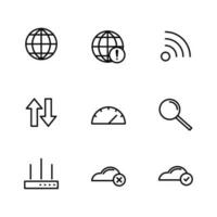 Internet connection, wifi, cloud and search icon symbol set in line art style, business icon vector design