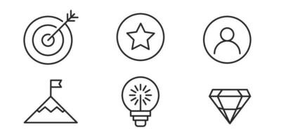 Mission Vision and Values Icon Set design with modern line art style vector