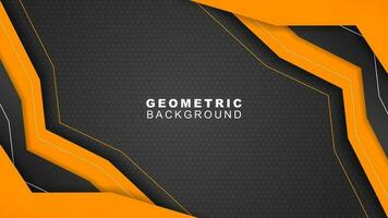 Geometric banner background in orange and black frame with hexagon pattern, offline streaming background and, gaming banner vector
