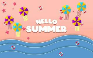 Colorful summer background layout banner design, flat style vector design for summer banner