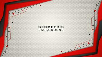 Geometric background in red and black frame with hexagon pattern, offline streaming background and, gaming banner vector