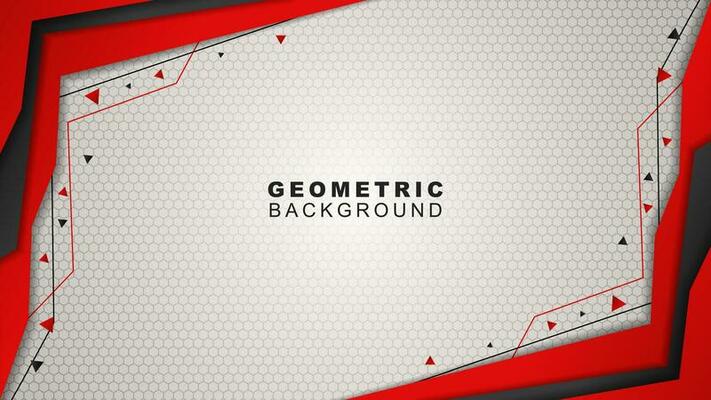 Geometric background in red and black frame with hexagon pattern, offline streaming background and, gaming banner