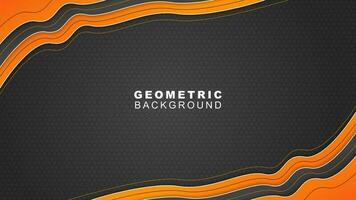 Geometric banner background in orange and black frame with hexagon pattern, offline streaming background and, gaming banner vector