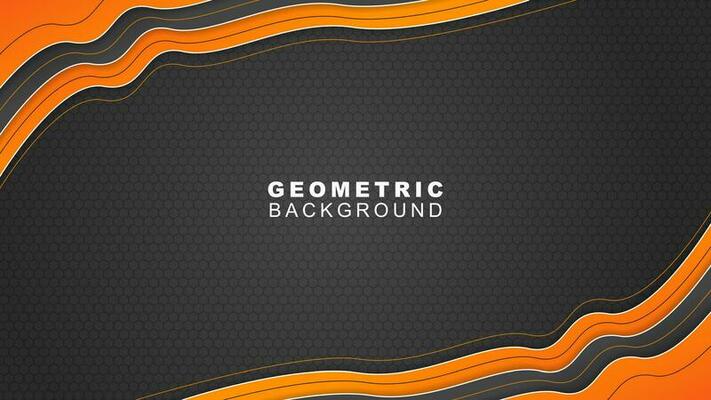 Geometric banner background in orange and black frame with hexagon pattern, offline streaming background and, gaming banner