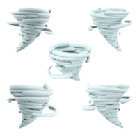 3d Rendern Tornado Symbol Satz. 3d machen Zyklon anders Positionen Symbol Satz. png