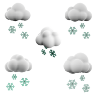 3d le rendu neige icône ensemble. 3d rendre nuage avec flocons de neige différent postes icône ensemble. neige. png