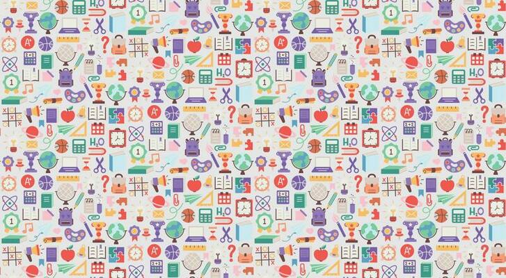 Back to school. pattern seamless of stationery for studying at school. education kids accessory. print object stuff design. graphic wallpaper element children study. background vector illustration