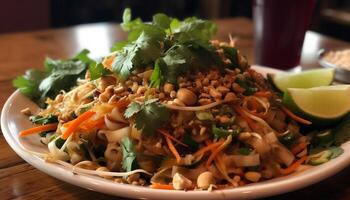 Fresh gourmet salad with healthy vegetables and cilantro generated by AI photo