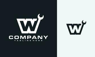 letter W wrench logo vector