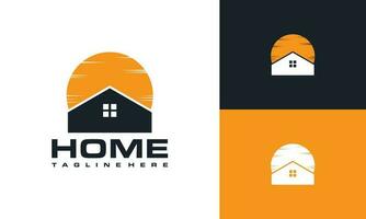 logotipo de sol de casa vector