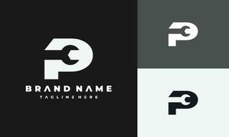 letter P wrench logo vector