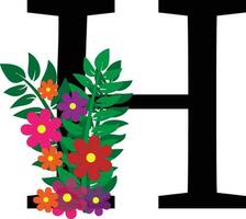 H Floral Alphabet Design vector