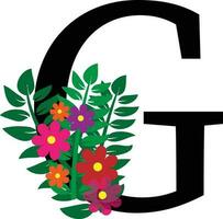 G Floral Alphabet Design vector