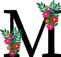 M Floral Alphabet Design vector