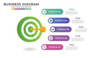 moderno objetivo diagrama con icono proyecto. presentación vector infografía modelo para negocio.