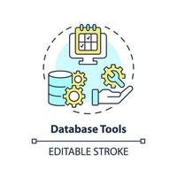 Database tools concept icon. Big data. Information storage. Calendar scheduler. Content plan. Management software abstract idea thin line illustration. Isolated outline drawing. Editable stroke vector