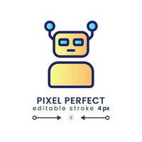 Robot gradient fill desktop icon. Automation technology. Artificial intelligence. Pixel perfect 128x128, outline 4px. Modern colorful linear symbol. Vector isolated editable RGB element