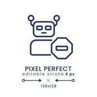 Advanced bot protection linear desktop icon. Machine learning. Digital security. Pixel perfect 128x128, outline 4px. GUI, UX design. Isolated user interface element for website. Editable stroke vector